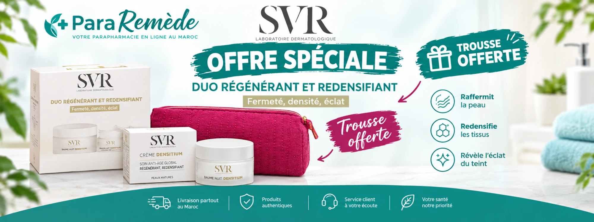 Offre spéciale SVR : duo régénérant et redensifiant, trousse offerte